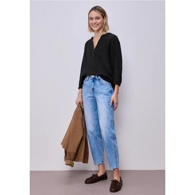 Street One 3/4-Arm Bluse in Musselinqualität - Schwarz - Damen Street One 3/4-Arm Bluse in Musselinqualität - Schwarz - Damen
