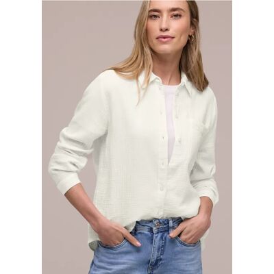 Street One Bluse mit Hemdkragen aus Musselinstoff - Weiß - Damen Street One Bluse mit Hemdkragen aus Musselinstoff - Weiß - Damen