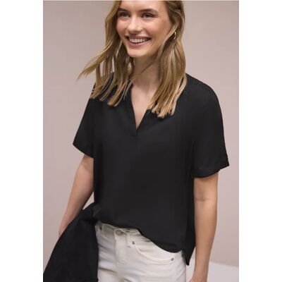 Street One Kurzarm Bluse mit Turn-Up - Schwarz - Damen Street One Kurzarm Bluse mit Turn-Up - Schwarz - Damen