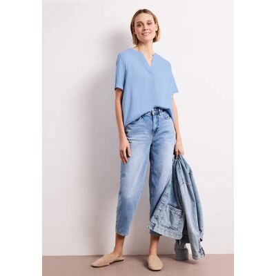 Street One Kurzarm Bluse mit Turn-Up - Blau - Damen Street One Kurzarm Bluse mit Turn-Up - Blau - Damen