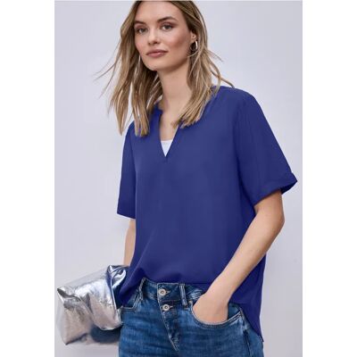 Street One Kurzarm Bluse mit Turn-Up - Blau - Damen Street One Kurzarm Bluse mit Turn-Up - Blau - Damen