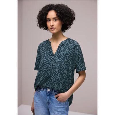 Street One Kurzarm Bluse mit Turn-Up - Grün - Damen Street One Kurzarm Bluse mit Turn-Up - Grün - Damen