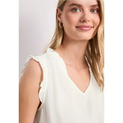 Street One Blusentop mit V-Neck und Rüschen - Weiß - Damen Street One Blusentop mit V-Neck und Rüschen - Weiß - Damen