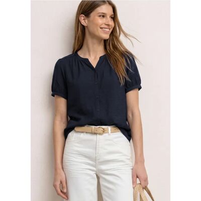 Street One Kurzarm Bluse mit Split Neck und Knöpfen - Blau - Damen Street One Kurzarm Bluse mit Split Neck und Knöpfen - Blau - Damen