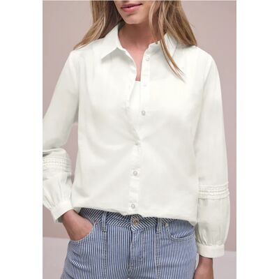 Street One Langarm Bluse mit Crochetdetails - Weiß - Damen Street One Langarm Bluse mit Crochetdetails - Weiß - Damen
