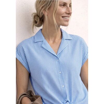 Street One Dropped Shoulder Bluse mit Bowling-Kragen - Blau - Damen Street One Dropped Shoulder Bluse mit Bowling-Kragen - Blau - Damen