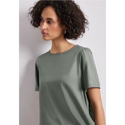 Street One Bluse mit Rundhals und kurzen Puffärmeln - Grün - Damen Street One Bluse mit Rundhals und kurzen Puffärmeln - Grün - Damen