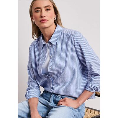 Street One Langarm Bluse aus Seersuckerqualität - Blau - Damen Street One Langarm Bluse aus Seersuckerqualität - Blau - Damen