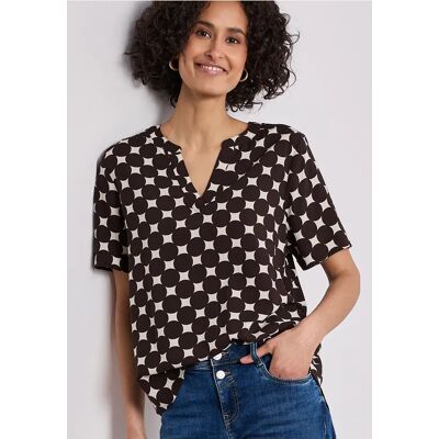 Street One Kurzarm Bluse mit Turn-Up - Braun - Damen Street One Kurzarm Bluse mit Turn-Up - Braun - Damen