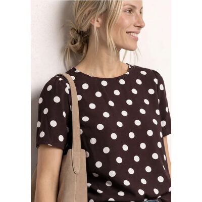 Street One Kurzarm Blusenshirt mit Rundhals - Braun - Damen Street One Kurzarm Blusenshirt mit Rundhals - Braun - Damen