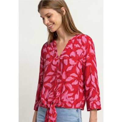 Street One 3/4-Arm Bluse mit Knotendetail - Rot - Damen Street One 3/4-Arm Bluse mit Knotendetail - Rot - Damen