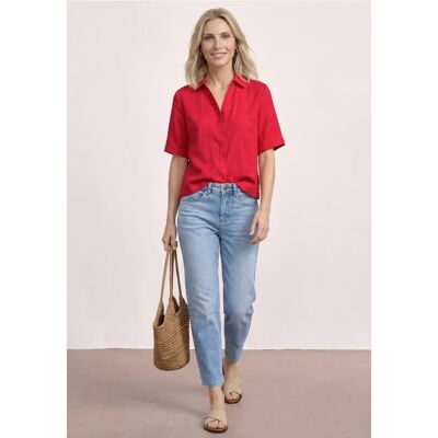 Street One Kurzarm Hemdbluse in Unifarbe - Rot - Damen Street One Kurzarm Hemdbluse in Unifarbe - Rot - Damen