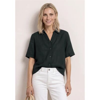 Street One Kurzarm Hemdbluse in Unifarbe - Grün - Damen Street One Kurzarm Hemdbluse in Unifarbe - Grün - Damen