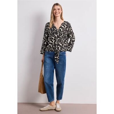 Street One 3/4-Arm Bluse mit Knotendetail - Schwarz - Damen Street One 3/4-Arm Bluse mit Knotendetail - Schwarz - Damen