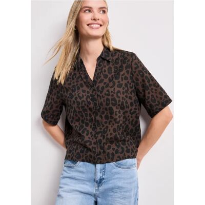 Street One Kurzarm Hemdbluse mit Leo-Muster - Braun - Damen Street One Kurzarm Hemdbluse mit Leo-Muster - Braun - Damen