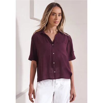 Street One Kurzarm Hemdbluse mit Turn-Up-Details - Rot - Damen Street One Kurzarm Hemdbluse mit Turn-Up-Details - Rot - Damen