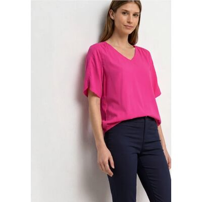 Street One Kurzarm Blusenshirt mit V-Neck - Pink - Damen Street One Kurzarm Blusenshirt mit V-Neck - Pink - Damen