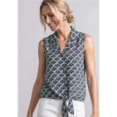 Street One Blusentop mit Bowling-Kragen und Knoten - Blau - Damen Street One Blusentop mit Bowling-Kragen und Knoten - Blau - Damen