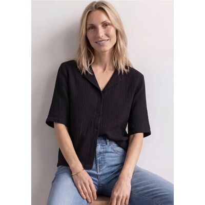 Street One Musselin Bluse mit Bowling-Kragen - Schwarz - Damen Street One Musselin Bluse mit Bowling-Kragen - Schwarz - Damen