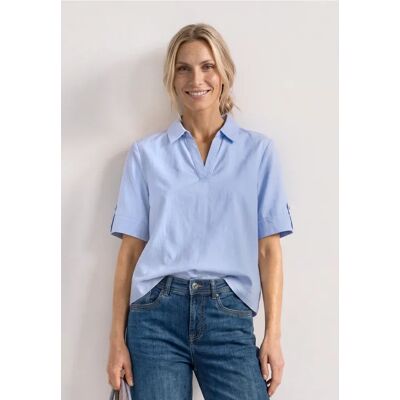 Street One Kurzarm Chambray Bluse mit Hemdkragen - Blau - Damen Street One Kurzarm Chambray Bluse mit Hemdkragen - Blau - Damen
