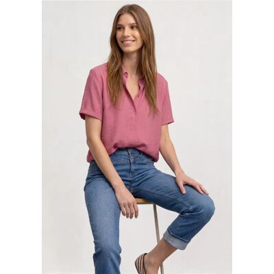 Street One Kurzarm Hemdbluse in Unifarbe - Pink - Damen Street One Kurzarm Hemdbluse in Unifarbe - Pink - Damen