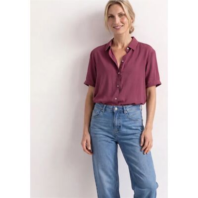 Street One Kurzarm Hemdbluse in Unifarbe - Rosa - Damen Street One Kurzarm Hemdbluse in Unifarbe - Rosa - Damen