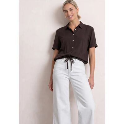 Street One Kurzarm Hemdbluse in Unifarbe - Braun - Damen Street One Kurzarm Hemdbluse in Unifarbe - Braun - Damen