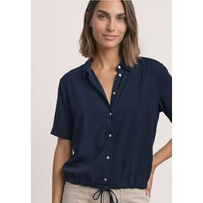 Street One Kurzarm Hemdbluse in Unifarbe - Blau - Damen Street One Kurzarm Hemdbluse in Unifarbe - Blau - Damen