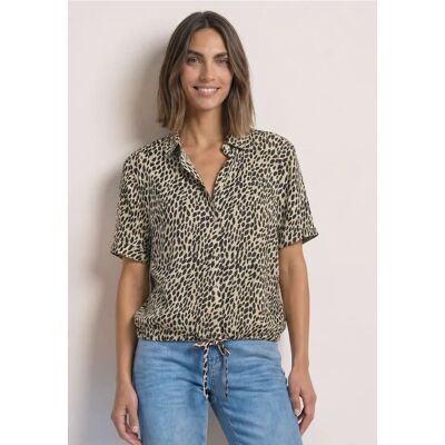 Street One Kurzarm Hemdbluse mit Print - Beige - Damen Street One Kurzarm Hemdbluse mit Print - Beige - Damen