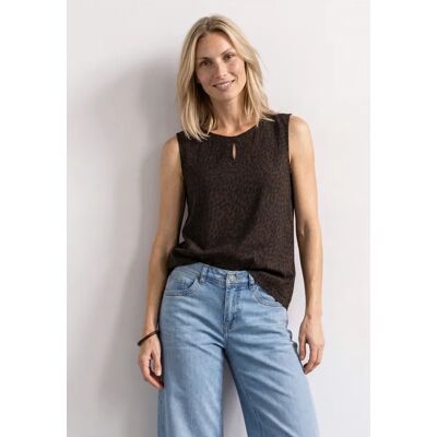 Street One Blusentop mit Rundhals und Cut-Out-Detail - Braun - Damen Street One Blusentop mit Rundhals und Cut-Out-Detail - Braun - Damen