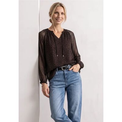 Street One Raglanbluse mit Split Neck und Print - Braun - Damen Street One Raglanbluse mit Split Neck und Print - Braun - Damen