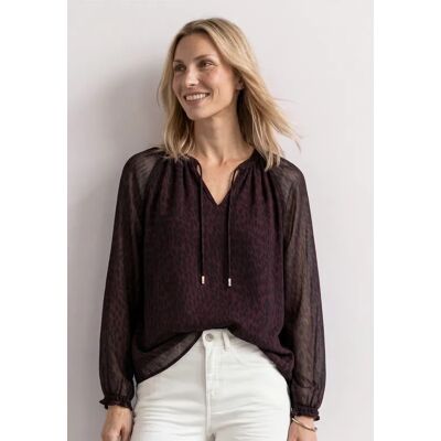 Street One Raglanbluse mit Split Neck und Print - Rot - Damen Street One Raglanbluse mit Split Neck und Print - Rot - Damen