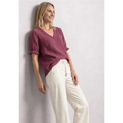 Street One Kurzarm Bluse mit V-Neck und Rüschen - Rosa - Damen Street One Kurzarm Bluse mit V-Neck und Rüschen - Rosa - Damen