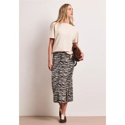 Street One Midi-Rock mit Schlitz und Animal Print - Braun - Damen Street One Midi-Rock mit Schlitz und Animal Print - Braun - Damen