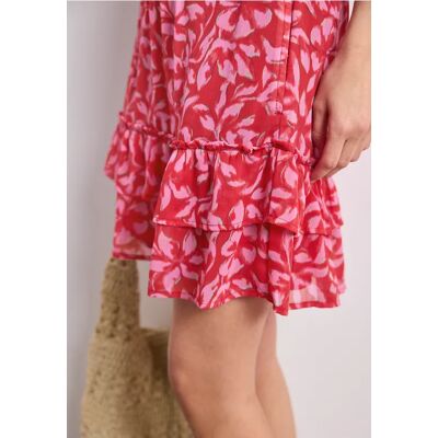 Street One Knielanger Rock aus Chiffon mit Volants - Rot - Damen Street One Knielanger Rock aus Chiffon mit Volants - Rot - Damen