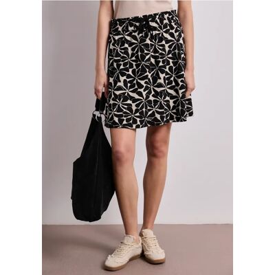 Street One Knielanger Rock mit Elastikbund und Print - Schwarz - Damen Street One Knielanger Rock mit Elastikbund und Print - Schwarz - Damen