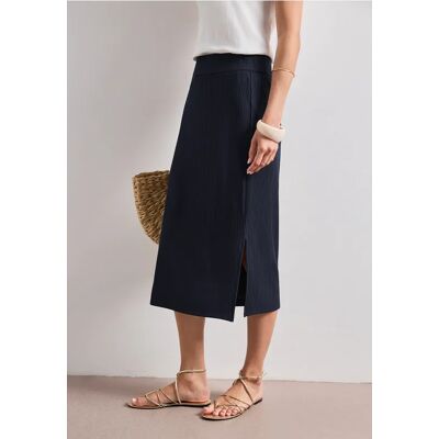 Street One Midi-Rock in Rippstruktur mit Elastikbund - Blau - Damen Street One Midi-Rock in Rippstruktur mit Elastikbund - Blau - Damen