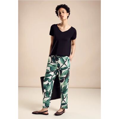 Street One Hose mit floralem Print - Grün - Damen Street One Hose mit floralem Print - Grün - Damen