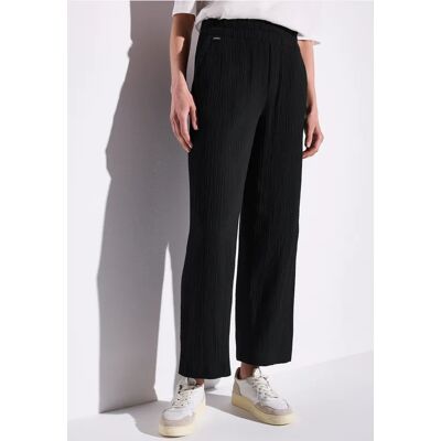 Street One Wide Leg Musselin Hose - Schwarz - Damen Street One Wide Leg Musselin Hose - Schwarz - Damen
