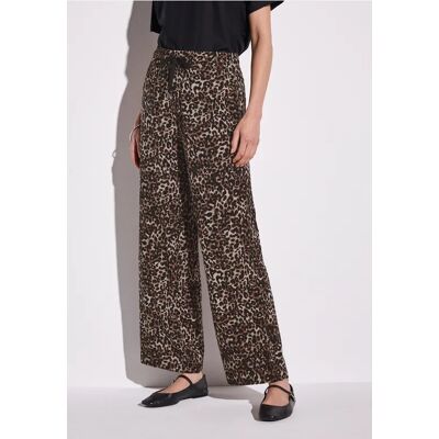 Street One Wide Leg Leo-Hose - Braun - Damen Street One Wide Leg Leo-Hose - Braun - Damen