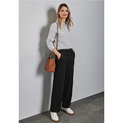 Street One Wide Leg Twill Hose - Schwarz - Damen Street One Wide Leg Twill Hose - Schwarz - Damen