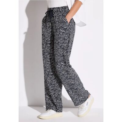 Street One Gemusterte Wide Leg Hose - Blau - Damen Street One Gemusterte Wide Leg Hose - Blau - Damen