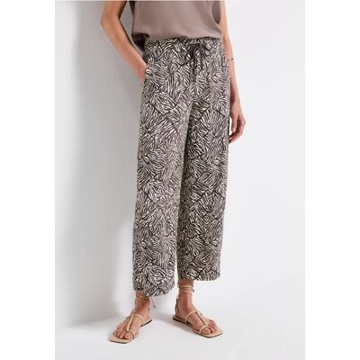 Street One Gemusterte 7/8 Wide Leg Hose - Braun - Damen Street One Gemusterte 7/8 Wide Leg Hose - Braun - Damen