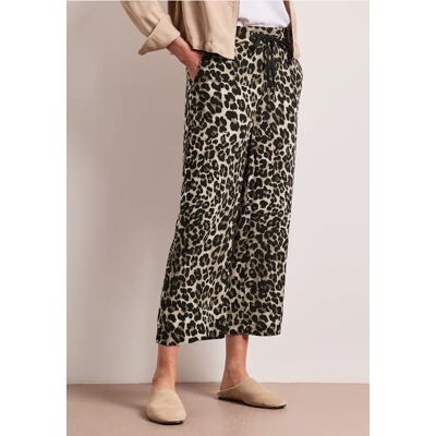 Street One 7/8 Leo Wide Leg Hose - Schwarz - Damen Street One 7/8 Leo Wide Leg Hose - Schwarz - Damen