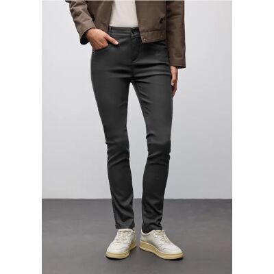 Street One Slim Fit Coated Hose - Schwarz - Damen Street One Slim Fit Coated Hose - Schwarz - Damen