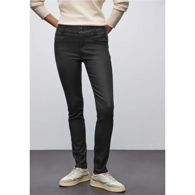 Street One Slim Fit Coated Hose - Schwarz - Damen Street One Slim Fit Coated Hose - Schwarz - Damen