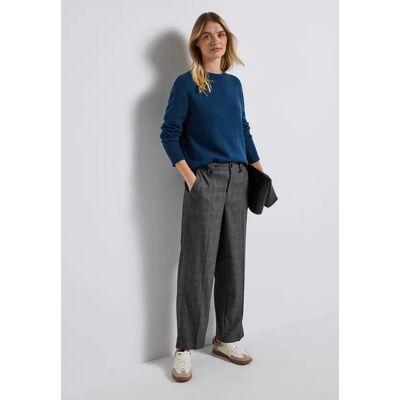 Street One Karierte Straight Leg Hose - Schwarz - Damen Street One Karierte Straight Leg Hose - Schwarz - Damen