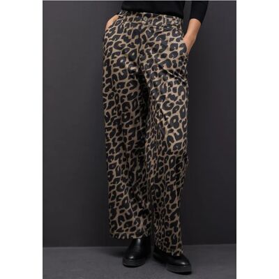 Street One Wide Leg Leo Hose - Braun - Damen Street One Wide Leg Leo Hose - Braun - Damen