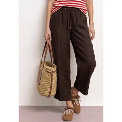 Street One 7/8 Wide Leg Hose im Loose Fit aus Leinen - Braun - Damen Street One 7/8 Wide Leg Hose im Loose Fit aus Leinen - Braun - Damen