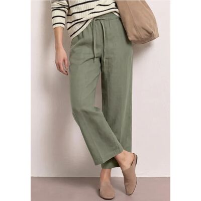 Street One 7/8 Wide Leg Hose im Loose Fit aus Leinen - Grün - Damen Street One 7/8 Wide Leg Hose im Loose Fit aus Leinen - Grün - Damen